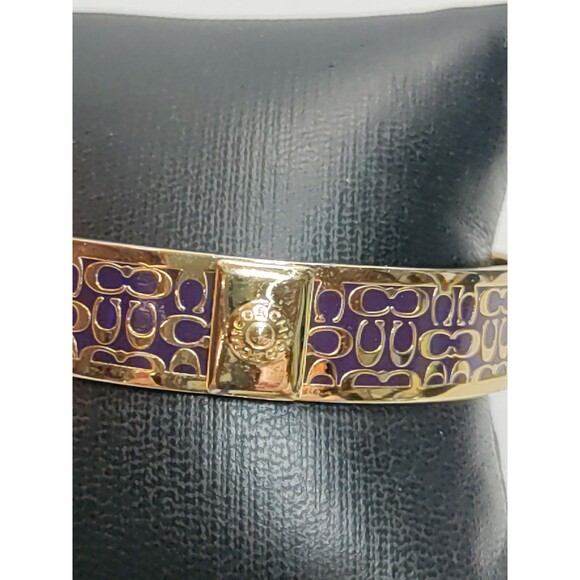 Coach Gold Tone & Black Signature C Statement Bangle Bracelet - Picture 2 of 4